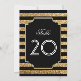 Convite Arte Deco Números de Mesa Brilho Dourado Anos 1920