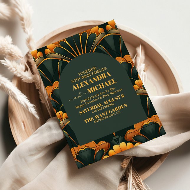 Convite Arte Deco Roaring 20s Casamento (Criador carregado)