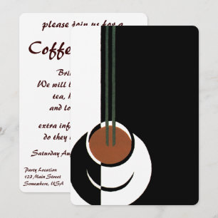 Convite Arte Deco Vintage, Xícara de Café com Vapor