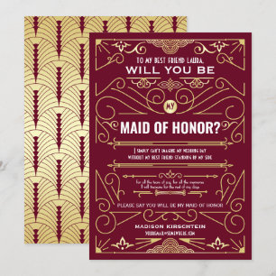 Convite Arte Deco Você Será Minha Madrinha de casamento Bu