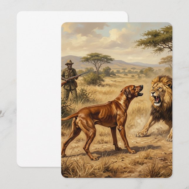 Convite Arte do Cão Leão Rhodesian Ridgeback (Frente/Verso)