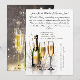 Convite Arte do Chá de panela de Champanhe de Desenho Leve