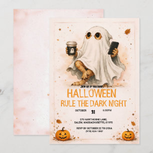 Convite Arte do Dragão Barbudo Fantasma de Halloween