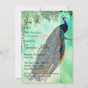Convite Arte elegante de pavão vintage