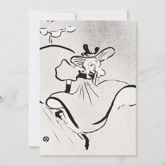 Convite Arte em preto e branco Jane Avril por Toulouse Lau (Frente)