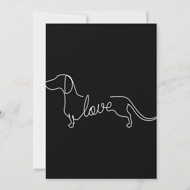 Convite Arte Esboço de Amor pelo Dachshund Chiweenie Wiene (Frente)