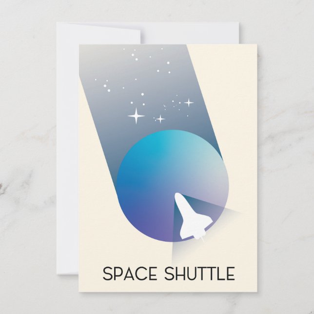 Convite Arte espacial estilo vintage do ônibus espacial. (Verso)