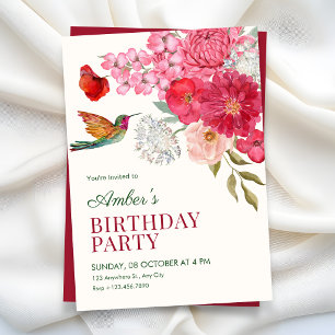 Convite Arte floral de aniversário