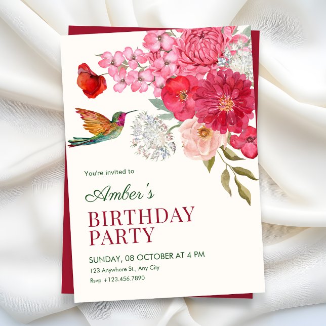 Convite Arte floral de aniversário (Criador carregado)