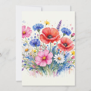 Convite Arte Floral de Buquê de Prado de Flores Silvestres