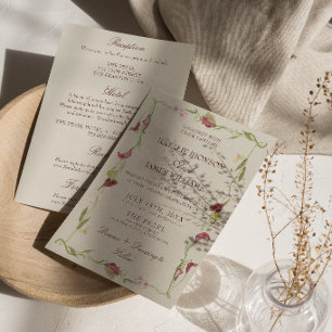 Convite Arte Floral Retro Nouveau Casamento Tudo Em Um
