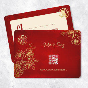 Convite Arte Floral RSVP Casamento Chinês