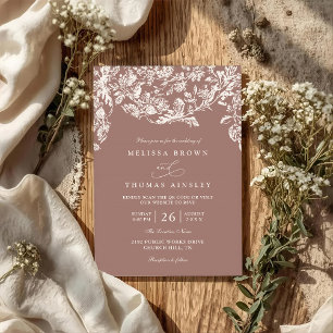 Convite Arte Floral Rústica Vintage Casamento Código QR El