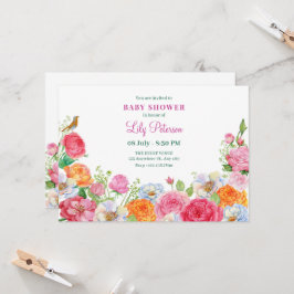 Convite Arte Flores Rosas chá de bebê