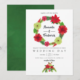 Convite Arte Folclórica Aquarela Floral Natal Casamento