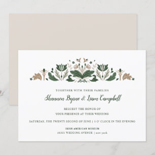 Convite Arte Folclórica Irlandesa Casamento Celta Floral
