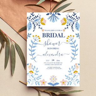 Convite Arte foliar colorida Floral Bridal