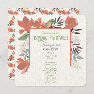 Convite Arte Foliar Verde e Roxo do Salmão Escuro