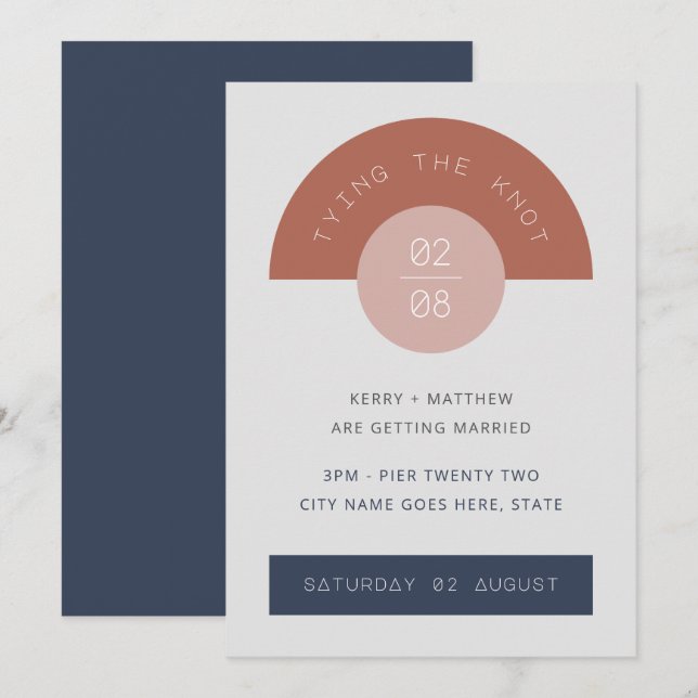 Convite Arte Geométrica Moderna Retro de Meados do Século  (Frente/Verso)