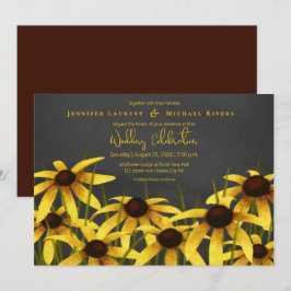 Convite Arte giz Black Eyed Susans para o casamento da rel