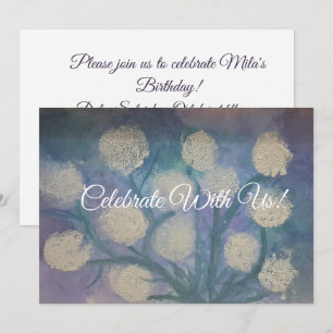 Convite Arte Infantil Floral Dandelions Feliz Aniversário