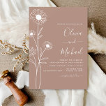 Convite Arte Invi De Linha Floral Botânica Minimalista De<br><div class="desc">Terracotta (terra cotta),  linha plana botânica minimalista,  e o Nêutral Brown Earth Boho Bohemian Sketch Wedding Autumn (outono),  Winter,  Primavera ou Summer Invtions - incluem uma bela e elegante tipografia de roteiro para a celebração especial do Dia do Casamento.</div>