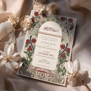Convite Arte Islâmica de Bordéus Casamento Art Nouveau Muc