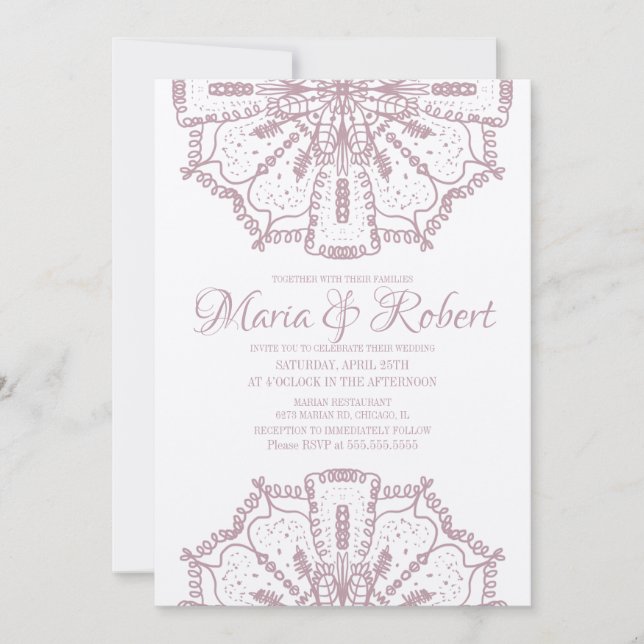 Convite Arte Mandala Boêmio Rosa Casamento Kraft Boho (Frente)