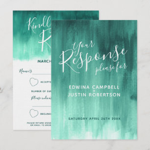 Convite Arte moderna abstrata esmeralda resposta casamento