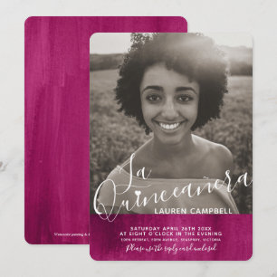Convite Arte moderna rosa vermelho La Quinceañera foto