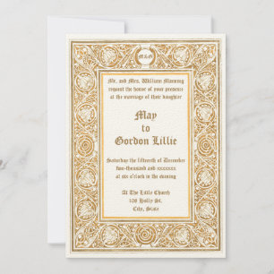 Convite Arte Nouveau 1895: Casamento Foliar e Fronteira Fl