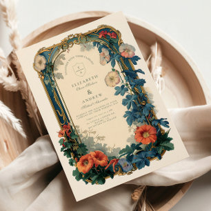 Convite Arte Nouveau Casamento Botânico - Quadro Elegante