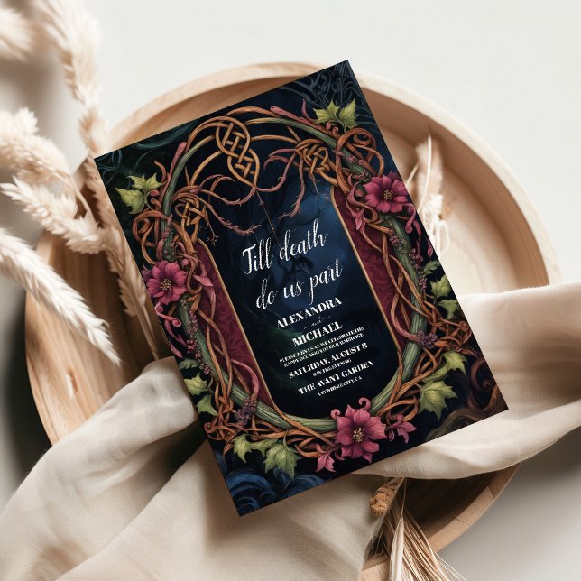 Convite Arte Nouveau Casamento de Dia das Bruxas Floral Gó (Criador carregado)