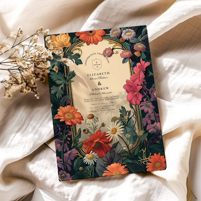 Convite Arte Nouveau: Casamento Dourado (Criador carregado)