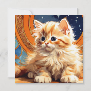 Convite Arte Nouveau de Alphonse Mucha Gato Laranja