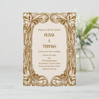Arte Nova Antiga Casamento Marrom Ornate