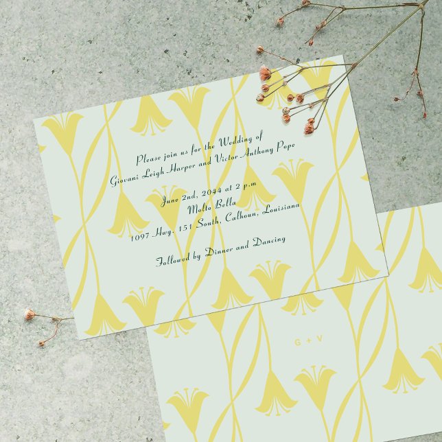 Convite Arte Nova Cor Personalizada Floral Lírio Casamento (Criador carregado)