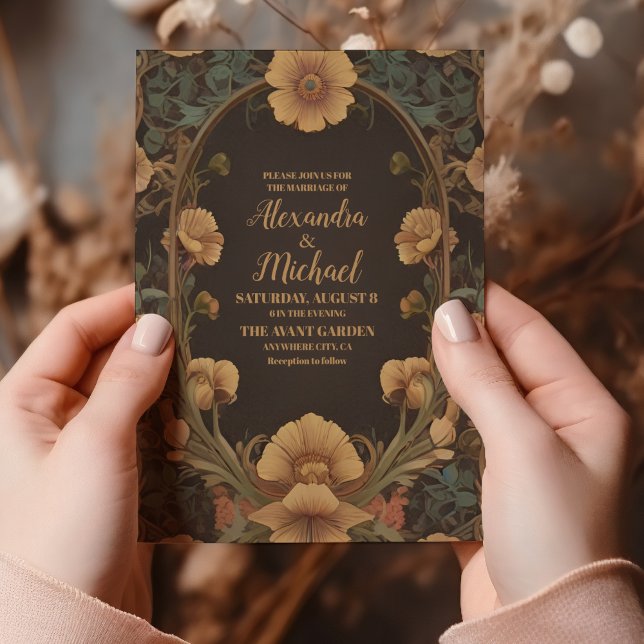 Convite Arte Nova Floral Decorativa Casamento (Criador carregado)