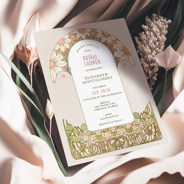 Convite Arte Nova para Chá de Noiva em Rosa Po dusty Pink  (Criador carregado)