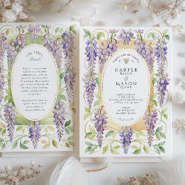 Convite Arte Nova Romântica Casamento Dourado Wisteria