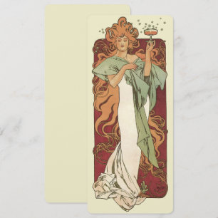 Convite Arte Novo Antiga, Champanhe por Alphonse Mucha