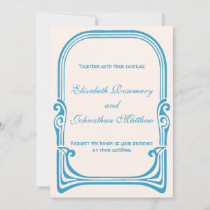 Convite Arte Novo Casamento Antigo Aves Pavão Estilizadas