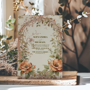 Convite Arte Novo de Casamento de Outono por Mucha
