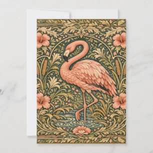 Convite arte novo desenho de flamingo rosa vintage