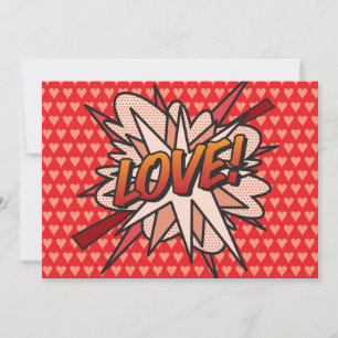 Convite Arte Pop de Quadrinhos Retrô Divertido de AMOR