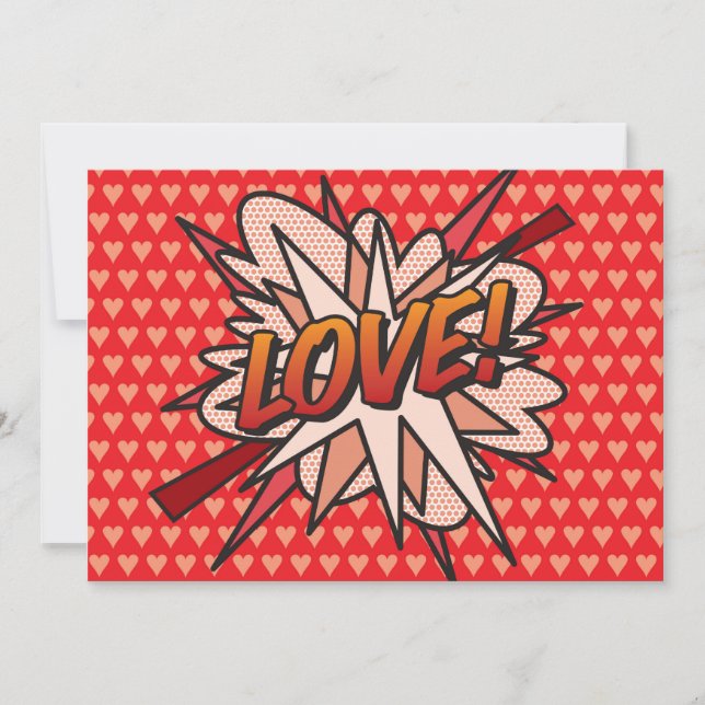 Convite Arte Pop de Quadrinhos Retrô Divertido de AMOR (Frente)