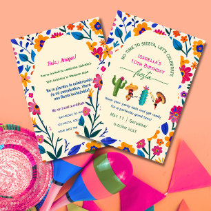 Convite arte popular mexicano floral Aniversário festa