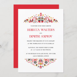 Convite Arte Popular Russa Khokhloma Flower Weding Invita