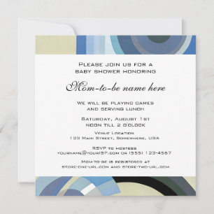 Convite Arte Retro Deco Jazz Vintage Menino Azul Chá de Be