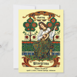 Convite Arte Retro Mulher Art Nouveau Com Festival de Músi